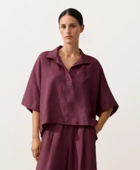 Camisas oversize de manga corta 100 % lino