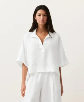 Camisas oversize de manga corta 100 % lino