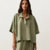 Camisas oversize de manga corta 100 % lino