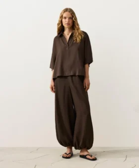 Camisas oversize de manga corta 100 % lino