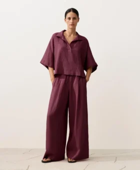 Camisas oversize de manga corta 100 % lino
