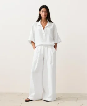 Camisas oversize de manga corta 100 % lino
