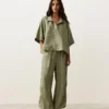 Camisas oversize de manga corta 100 % lino