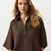 Camisas oversize de manga corta 100 % lino Camisas oversize de manga corta 100 % lino