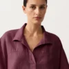 Camisas oversize de manga corta 100 % lino