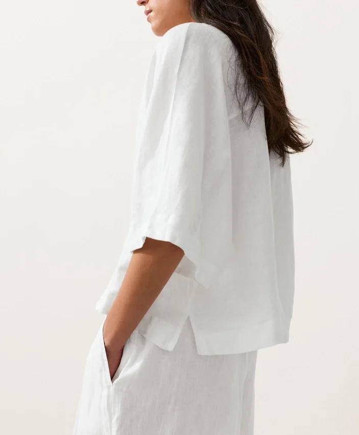 Camisas oversize de manga corta 100 % lino Camisas oversize de manga corta 100 % lino