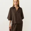 Camisas oversize de manga corta 100 % lino Camisas oversize de manga corta 100 % lino