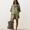 Camisas oversize de manga corta 100 % lino