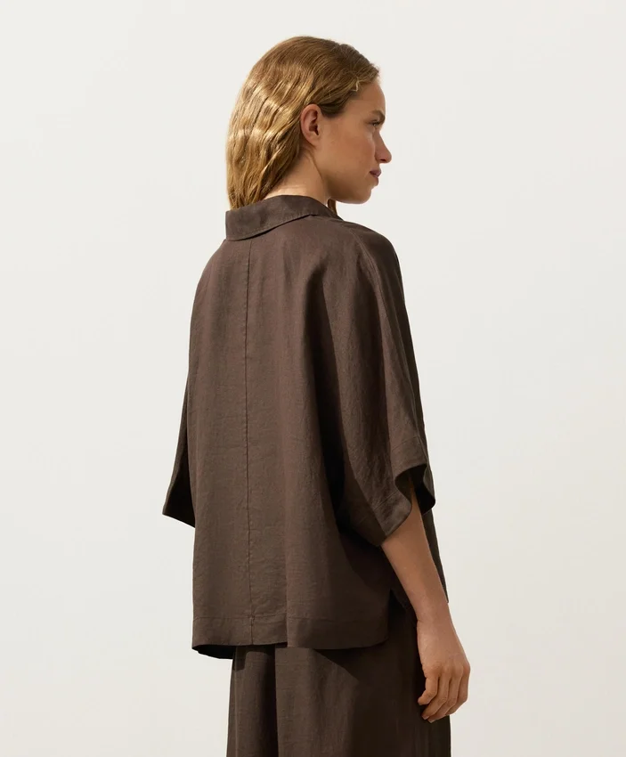 Camisas oversize de manga corta 100 % lino Camisas oversize de manga corta 100 % lino