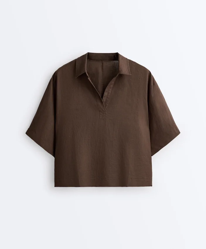 Camisas oversize de manga corta 100 % lino Camisas oversize de manga corta 100 % lino