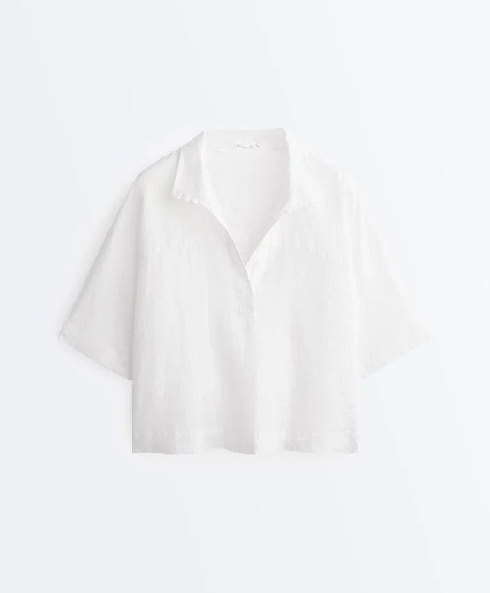Camisas oversize de manga corta 100 % lino Camisas oversize de manga corta 100 % lino