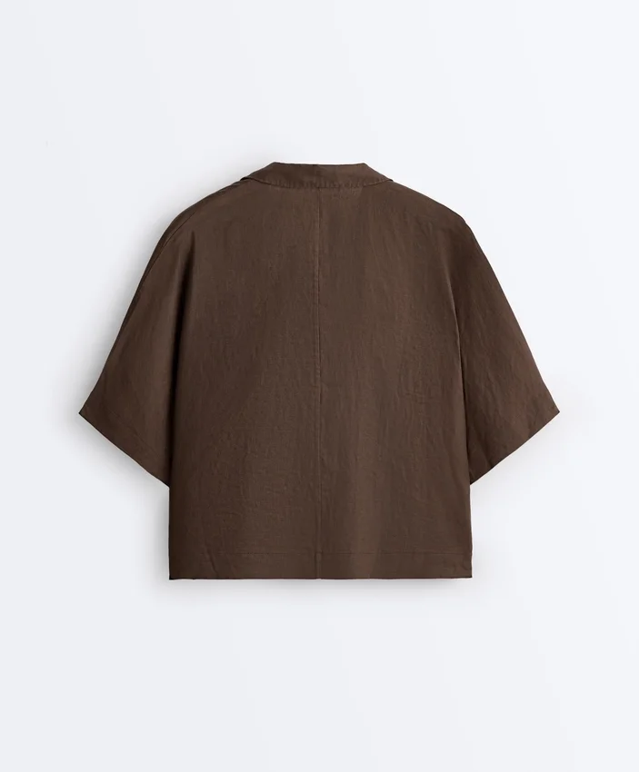 Camisas oversize de manga corta 100 % lino Camisas oversize de manga corta 100 % lino