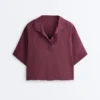 Camisas oversize de manga corta 100 % lino