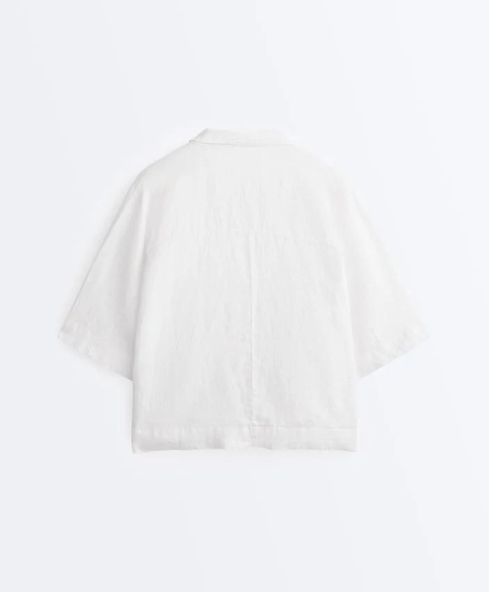 Camisas oversize de manga corta 100 % lino Camisas oversize de manga corta 100 % lino