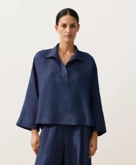 Camisas oversize de manga larga 100 % lino