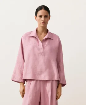 Camisas oversize de manga larga 100 % lino