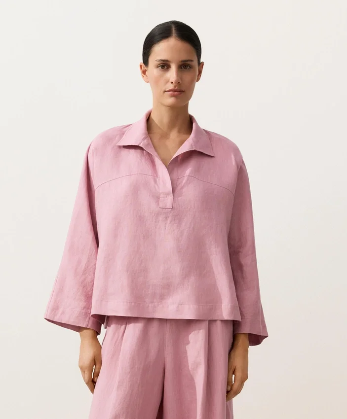 Camisas oversize de manga larga 100 % lino Camisas oversize de manga larga 100 % lino