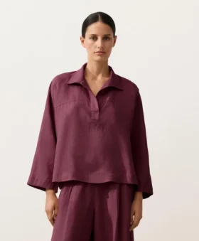 Camisas oversize de manga larga 100 % lino