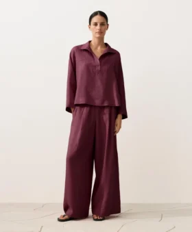 Camisas oversize de manga larga 100 % lino