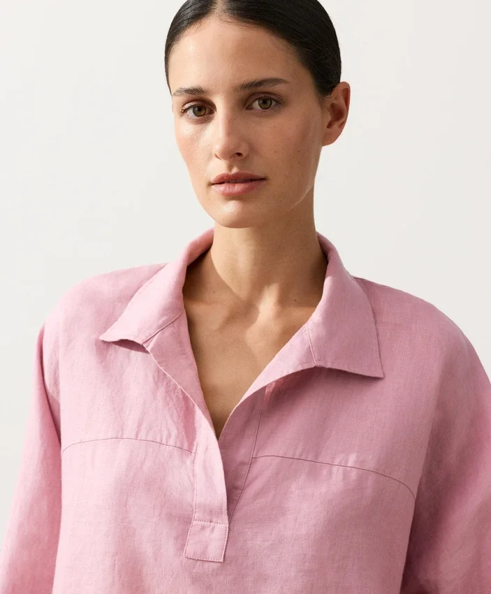 Camisas oversize de manga larga 100 % lino Camisas oversize de manga larga 100 % lino