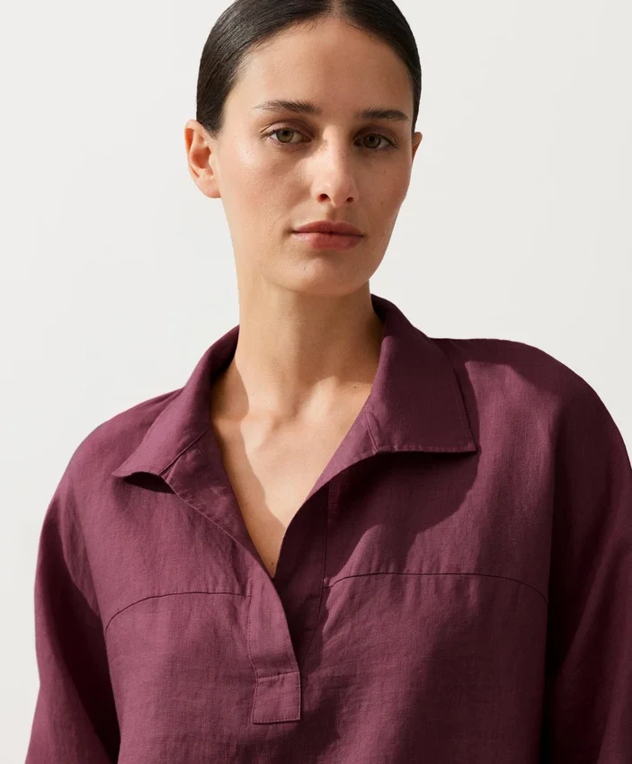 Camisas oversize de manga larga 100 % lino Camisas oversize de manga larga 100 % lino