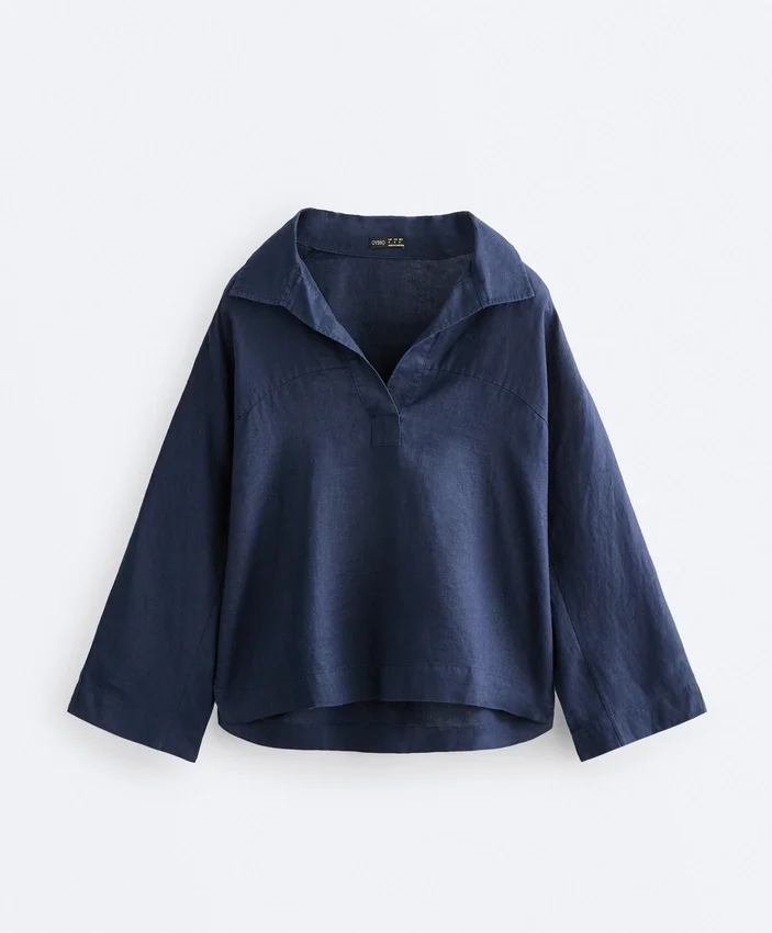 Camisas oversize de manga larga 100 % lino Camisas oversize de manga larga 100 % lino
