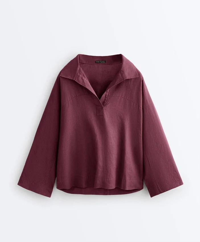 Camisas oversize de manga larga 100 % lino Camisas oversize de manga larga 100 % lino