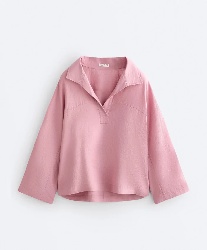 Camisas oversize de manga larga 100 % lino Camisas oversize de manga larga 100 % lino