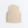 Camisas sin mangas 100 % lino con cuello alto y botones Camisas sin mangas 100 % lino con cuello alto y botones