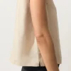 Camisas sin mangas 100 % lino con cuello alto y botones Camisas sin mangas 100 % lino con cuello alto y botones