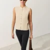 Camisas sin mangas 100 % lino con cuello alto y botones Camisas sin mangas 100 % lino con cuello alto y botones