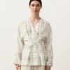 Camisas tipo kimono a cuadros de mezcla de lino y lyocell Camisas tipo kimono a cuadros de mezcla de lino y lyocell
