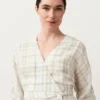Camisas tipo kimono a cuadros de mezcla de lino y lyocell Camisas tipo kimono a cuadros de mezcla de lino y lyocell