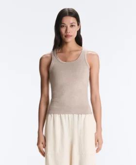 Camiseta ajustada de canalé con tirantes, de algodón y modal