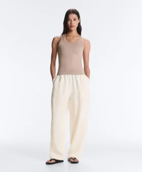 Camiseta ajustada de canalé con tirantes, de algodón y modal
