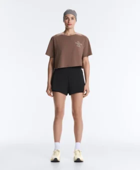 Camiseta corta de corte recto con eslogan, mezcla de algodón
