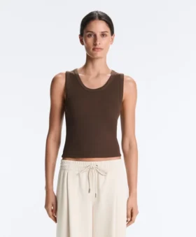 Camiseta de canalé con tirantes anchos, algodón y modal