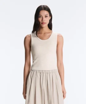 Camiseta de canalé con tirantes anchos, algodón y modal