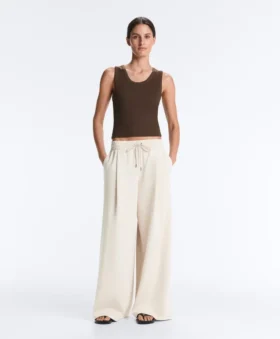 Camiseta de canalé con tirantes anchos, algodón y modal