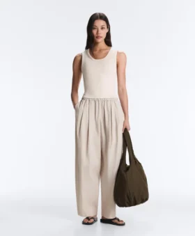 Camiseta de canalé con tirantes anchos, algodón y modal