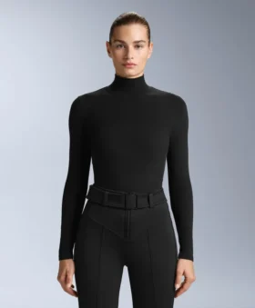 Camiseta térmica de cuello alto de forro polar
