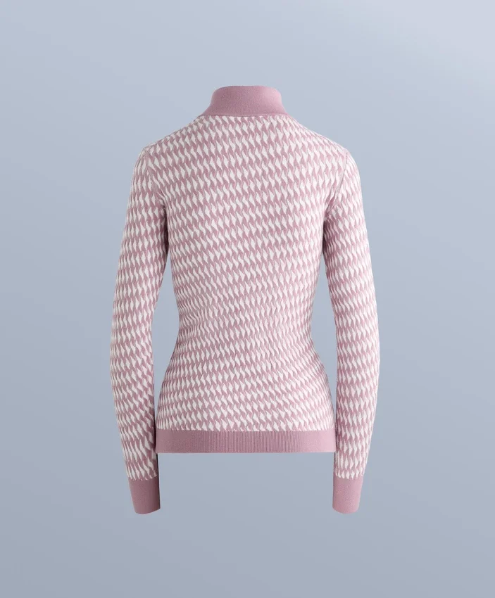 Camiseta térmica de punto jacquard geométrico para la parte de arriba Camiseta térmica de punto jacquard geométrico para la parte de arriba