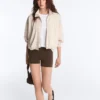 Chaqueta a rayas con dobladillo fruncido