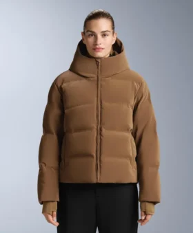 Chaqueta acolchada de satén 80 % plumón y 20 % plumas Minardi Piume Ski Resistente al agua