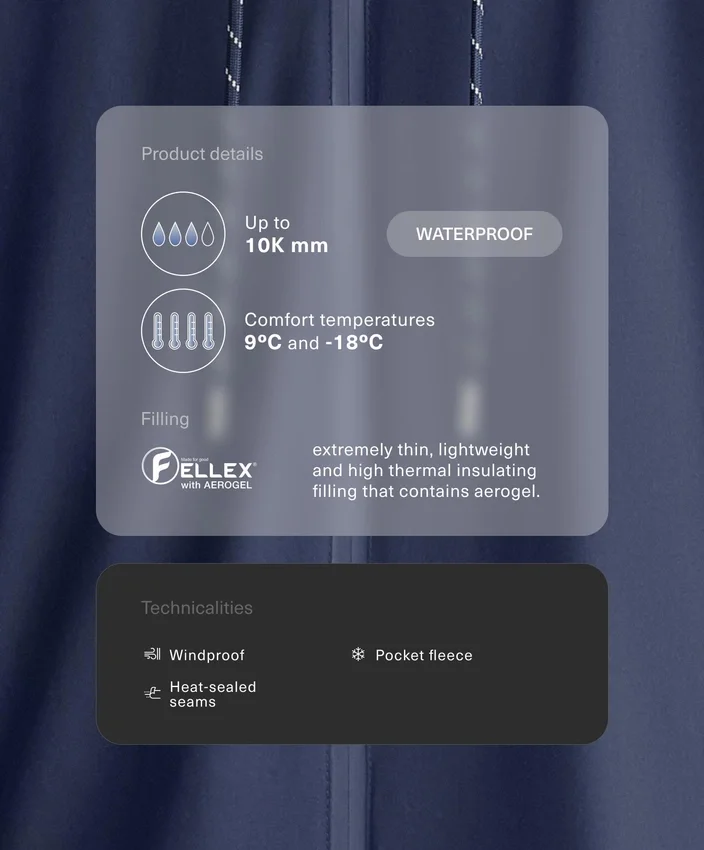 Chaqueta acolchada impermeable Fellex® Aerogel 10K Chaqueta acolchada impermeable Fellex® Aerogel 10K