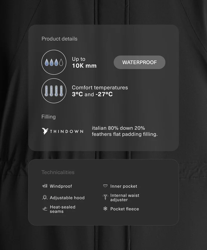 Chaqueta acolchada larga Extra Light e impermeable 10K Thindown® Chaqueta acolchada larga Extra Light e impermeable 10K Thindown®