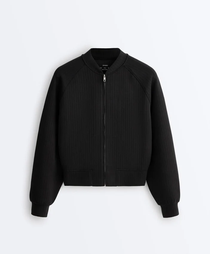 Chaqueta bomber a rayas con modal Soft Touch Chaqueta bomber a rayas con modal Soft Touch