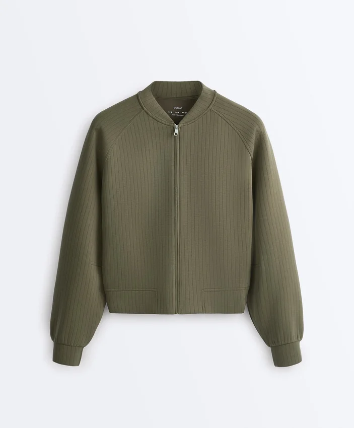 Chaqueta bomber a rayas con modal Soft Touch Chaqueta bomber a rayas con modal Soft Touch