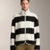 Chaqueta bomber de imitación de chaqueta de piel de oveja a rayas