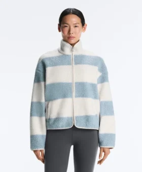 Chaqueta bomber de imitación de chaqueta de piel de oveja a rayas